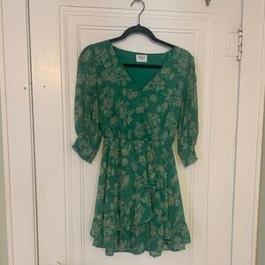 Sienna Sky Emerald Green Floral Long Sleeve Dress